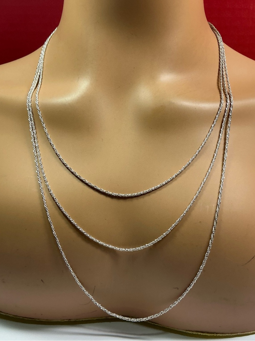 Elegant Triple-Strand Sterling Silver Rope Necklace - Women Jewelry